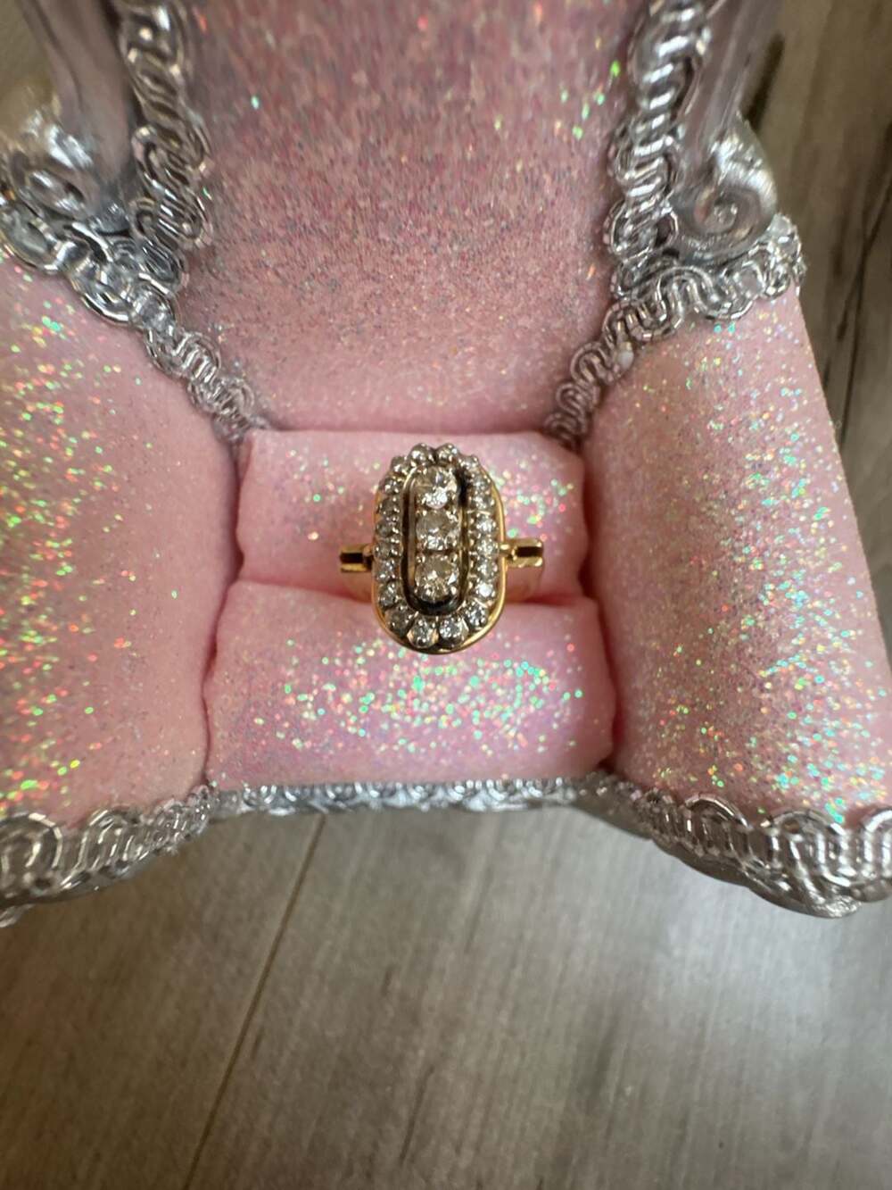 Vintage Art Deco Style North-to-South Diamond Cluster Cocktail Ring in 14K Yello